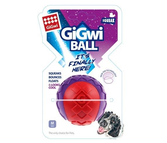 Gigwi Ball Sert Top Kırmızı Mor Köpek Oyuncağı 6 Cm