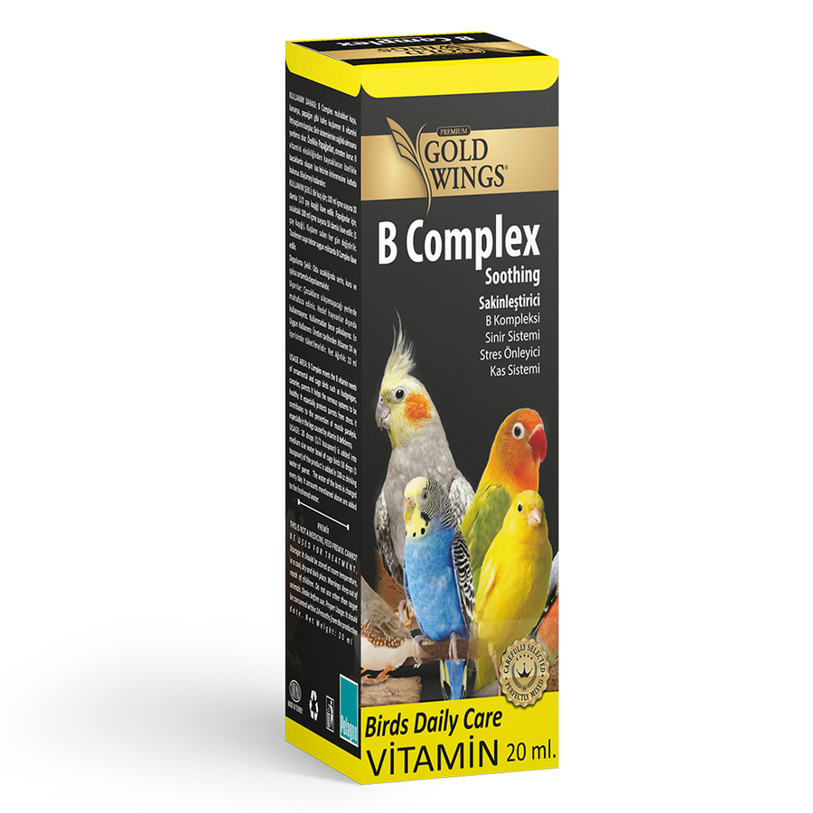 Gold Wings B Complex Kuşlar için Stres Önleyici Sıvı Vitamin 20 Ml