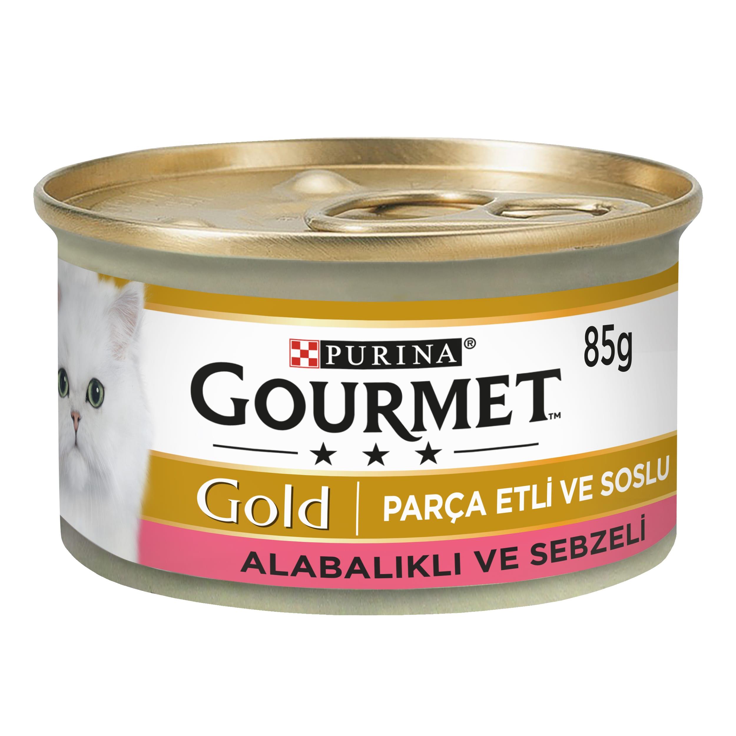 Gourmet Gold Parça Etli Soslu Alabalık ve Sebzeli Yetişkin Kedi Konservesi 85 Gr