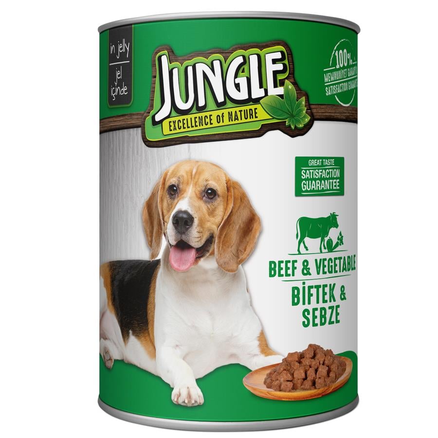 Jungle Biftekli ve Sebzeli Yetişkin Köpek Konservesi 415 Gr