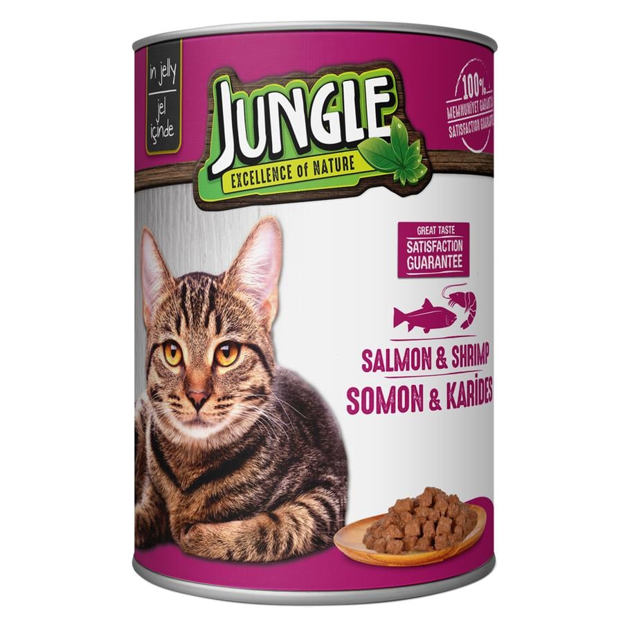Jungle Somonlu&Karidesli Yetişkin Kedi Konservesi 415 Gr
