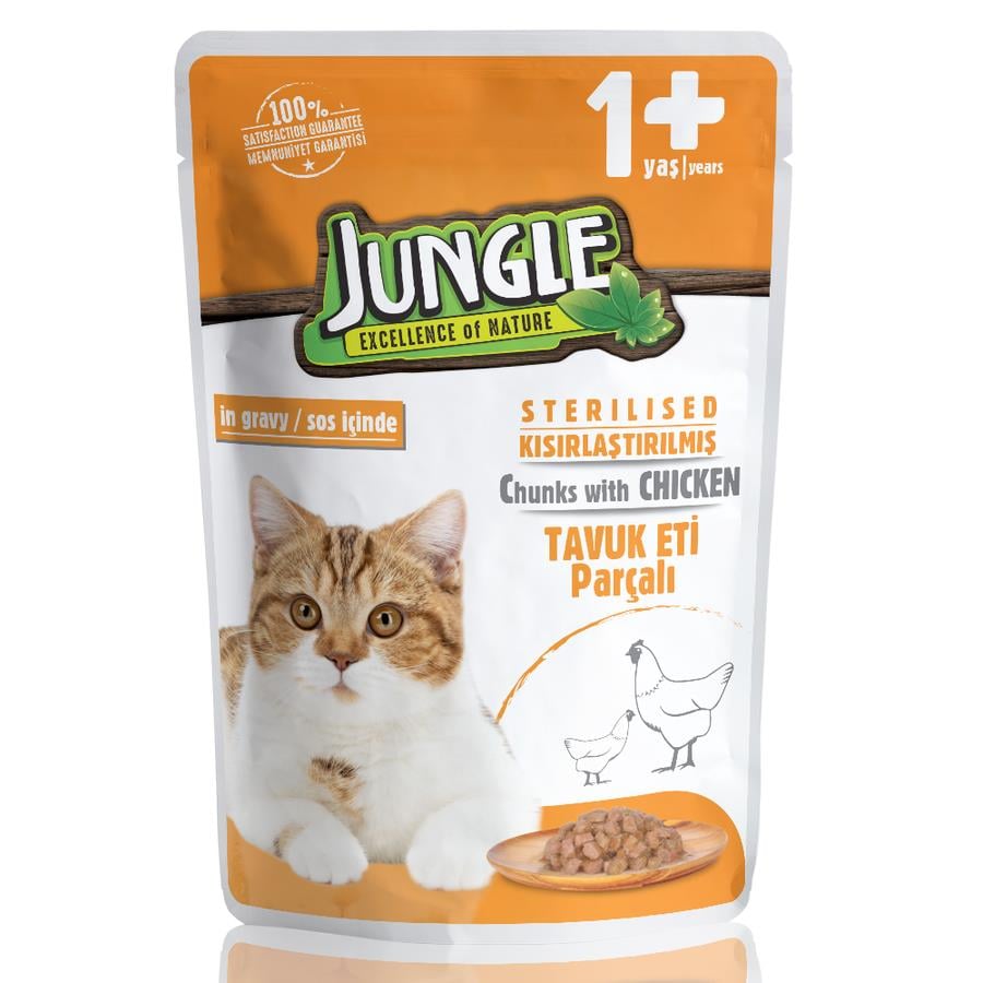 Jungle Tavuklu Pouch Kısır Kedi Yaş Maması 100 Gr