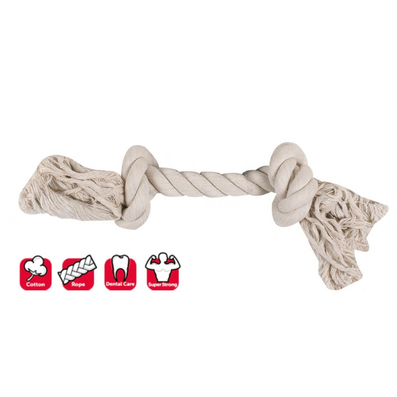 Karlıe 2 Düğümlü İp Köpek Oyuncağı 22 Cm Beyaz