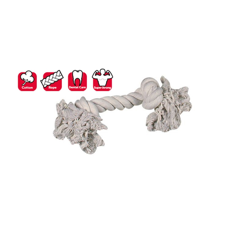 Karlıe 2 Düğümlü İp Köpek Oyuncağı 35 Cm Beyaz