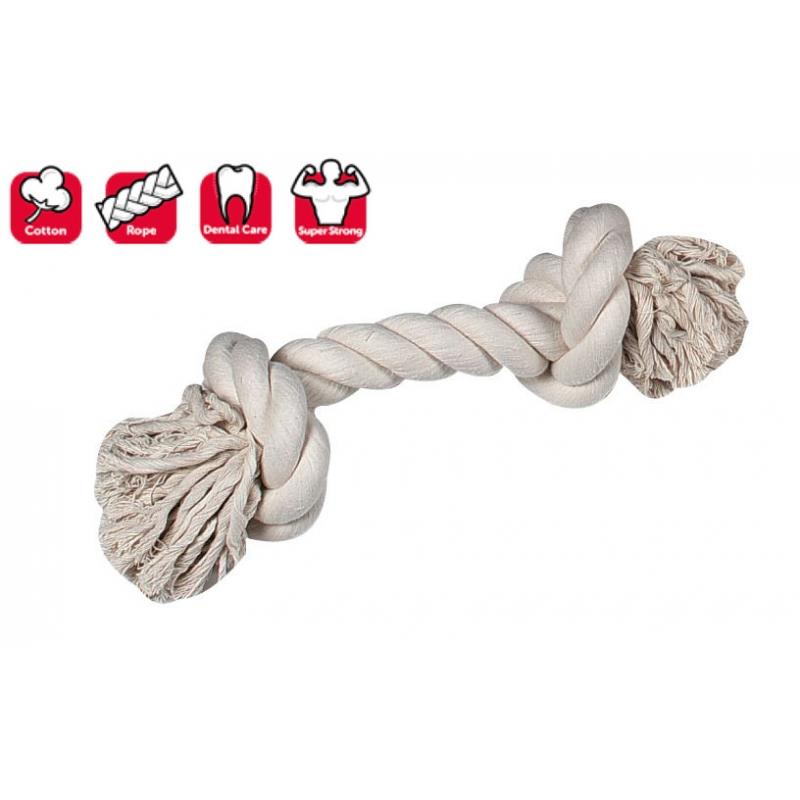 Karlie 2 Düğümlü İp Köpek Oyuncağı  Beyaz M 30 Cm
