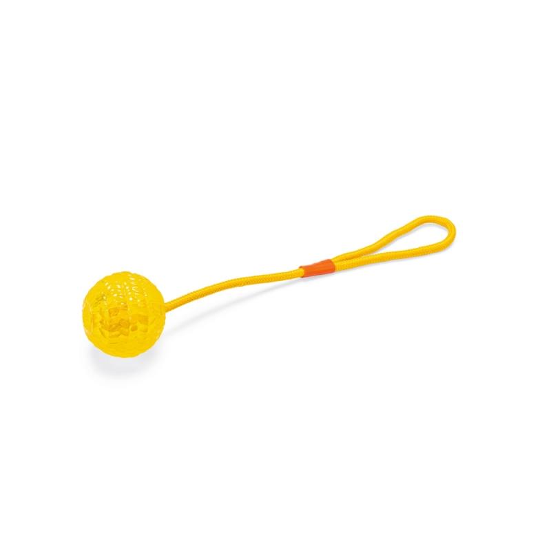 Karlıe İpli Plastik Top Köpek Oyuncağı Sarı 16 Cm