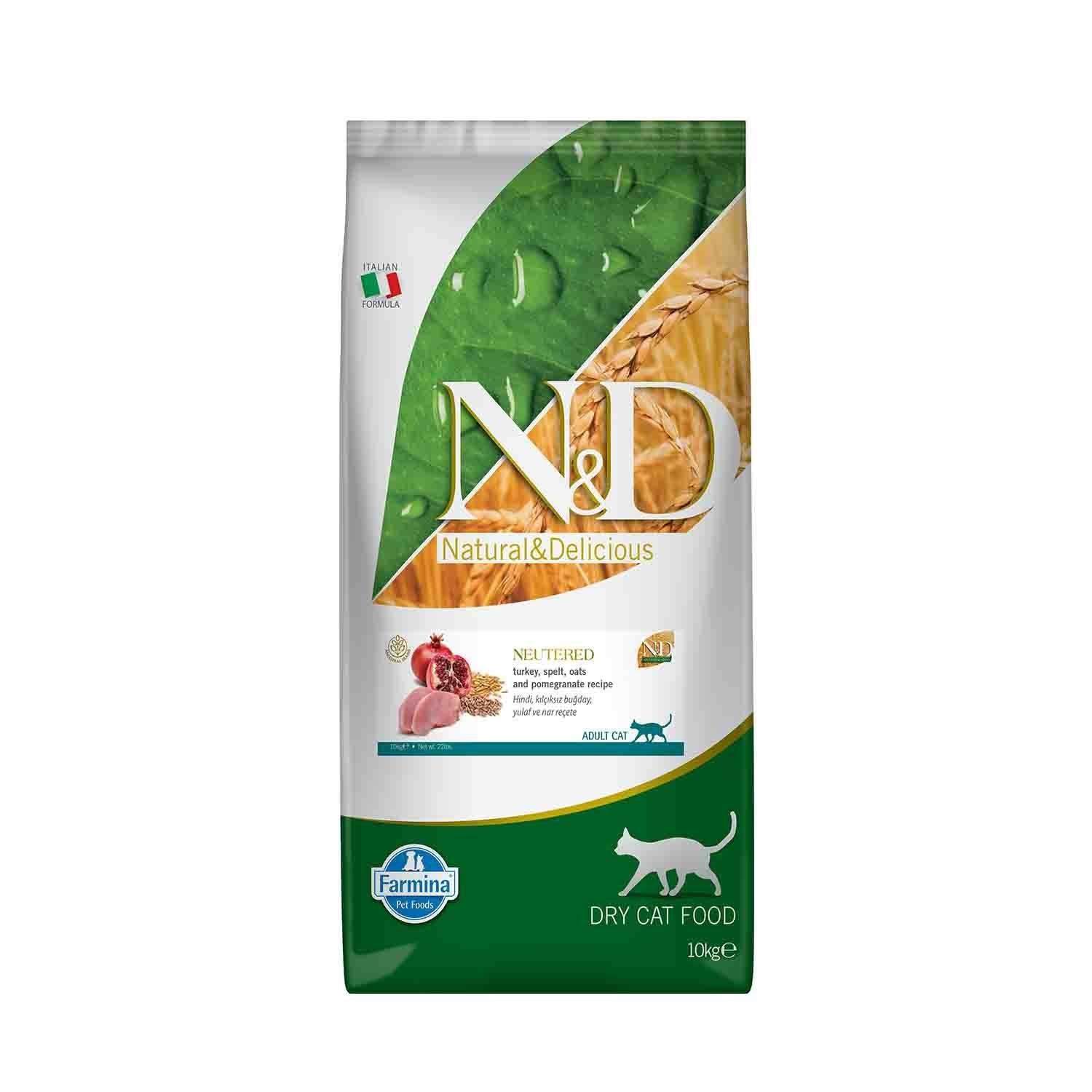 N&D Ancestral Grain Düşük Tahıllı Hindili ve Narlı Kısırlaştırılmış Yetişkin Kedi Maması 10 Kg