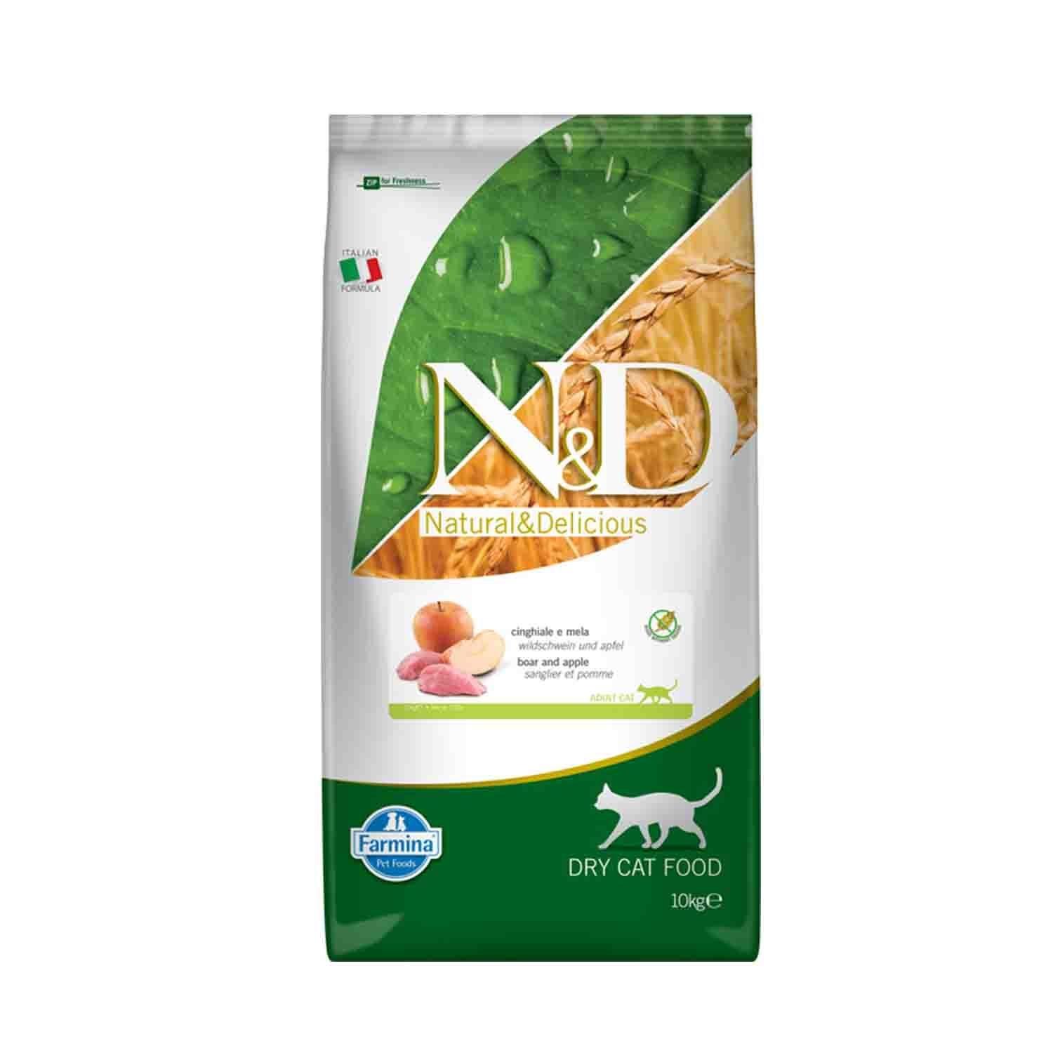 N&D Prime Tahılsız Yaban Domuzu Elma Yetişkin Kedi Maması 10 Kg