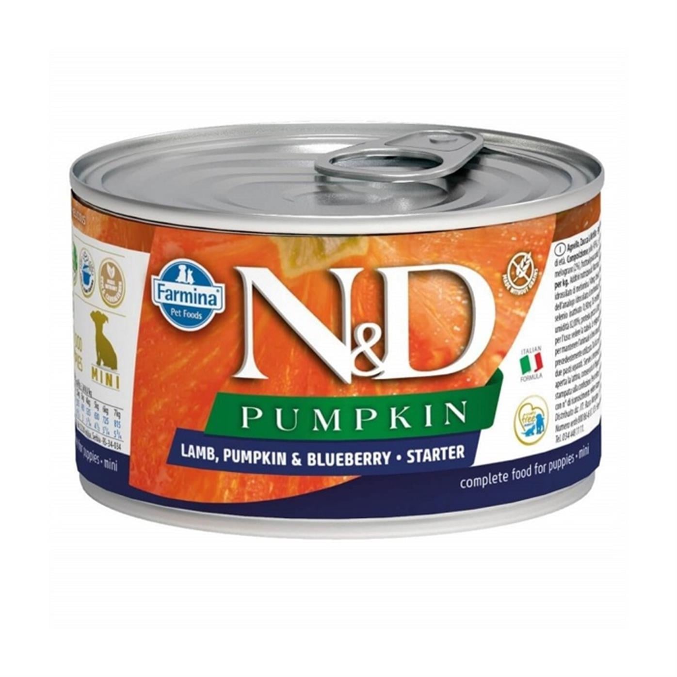 N&D Pumpkin Mini Balkabaklı ve Kuzulu Starter Yavru Köpek Konservesi 140 Gr