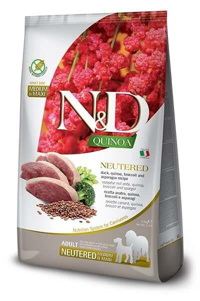 N&D Quinoa Neutered Tahılsız Ördek Kinoa Kısırlaştırılmış Orta ve Büyük Irk Yetişkin Köpek Maması 2.5 Kg