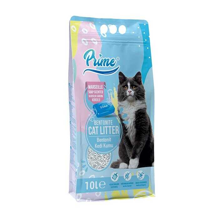 Prime İnce Marsilya Kokulu Bentonit Kedi Kumu 10 Lt