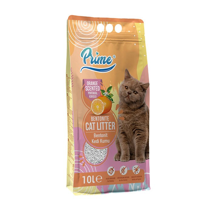 Prime İnce Taneli Portakal Kokulu Bentonit Kedi Kumu 10 Lt