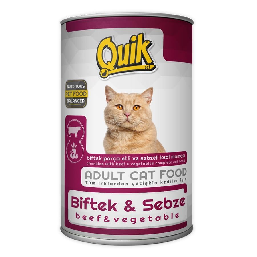 Quik Biftekli & Sebzeli Yetişkin Kedi Konserve Yaş Maması 415 Gr