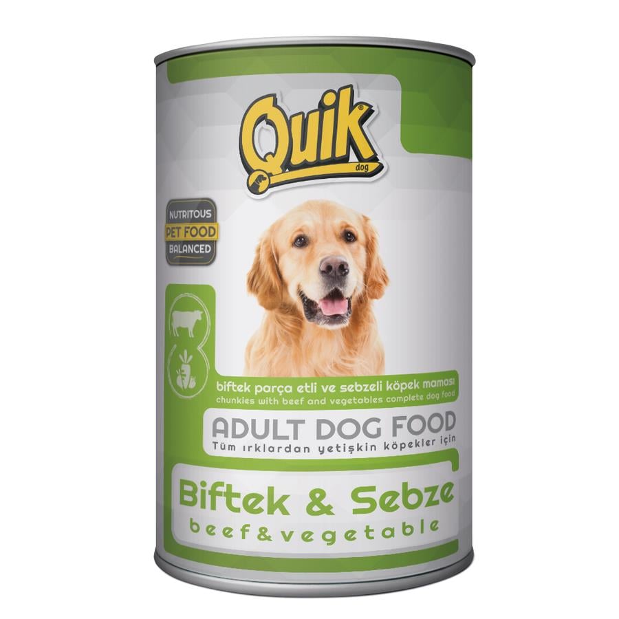 Quik Biftekli ve Sebzeli Yetişkin Köpek Konservesi 415 Gr