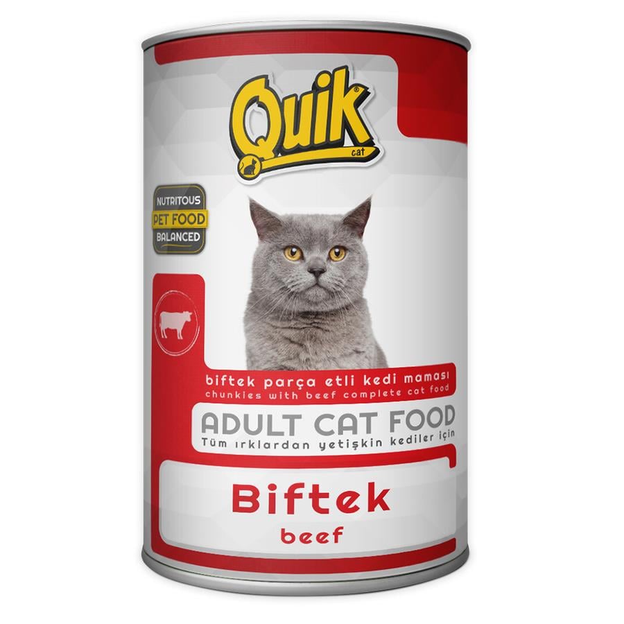 Quik Biftekli Yetişkin Kedi Konserve Yaş Maması 415 Gr