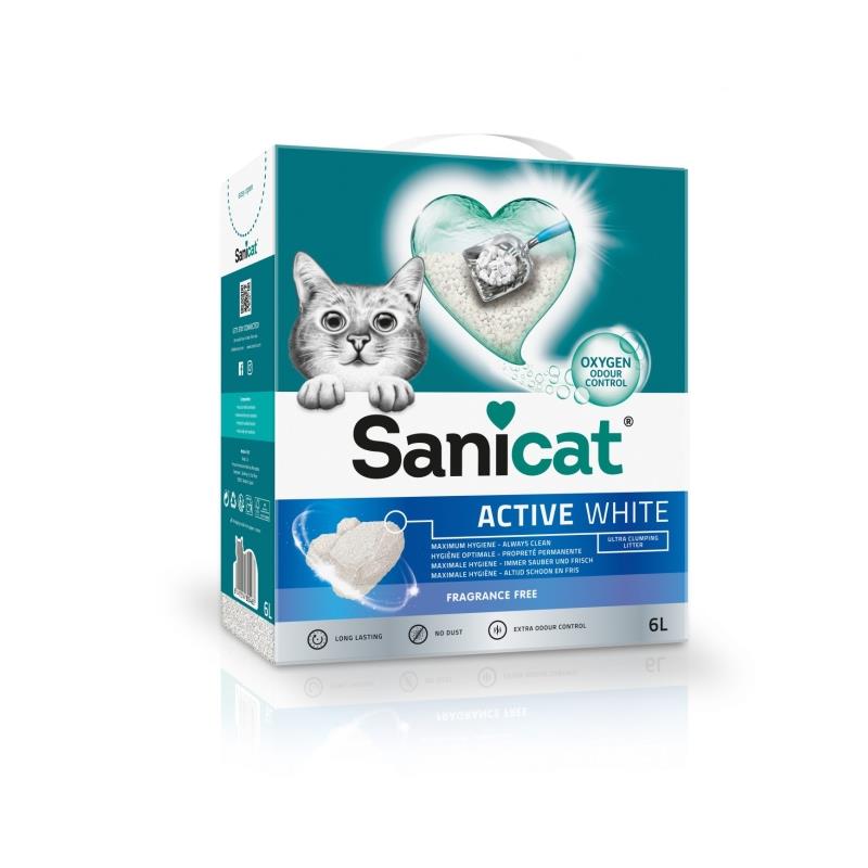 Sanicat Active White Kokusuz İnce Taneli Kedi Kumu 6 Lt