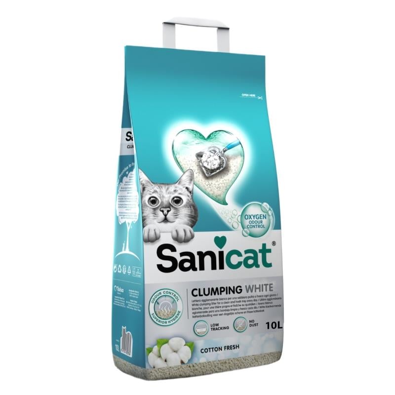 Sanicat Clumping White Koton Ferahlığı İnce Taneli Kedi Kumu 10 Lt