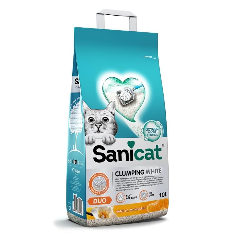 Sanicat Duo Vanilya ve Mandalinalı İnce Taneli Kedi Kumu 10 Lt