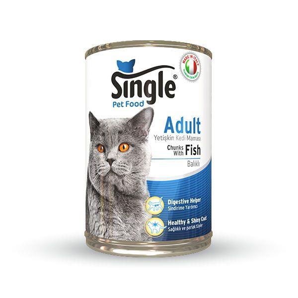 Single Balıklı Konserve Kedi Maması 415 Gr.