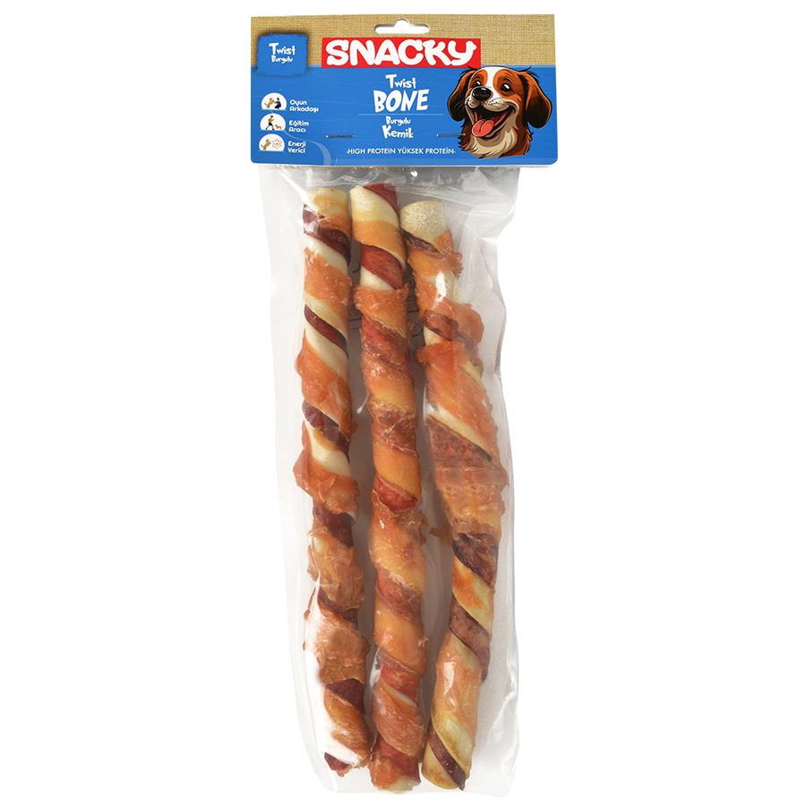Snacky Çift Renkli Tavuklu Köpek Ödül 3'lü 25 Cm 195 Gr