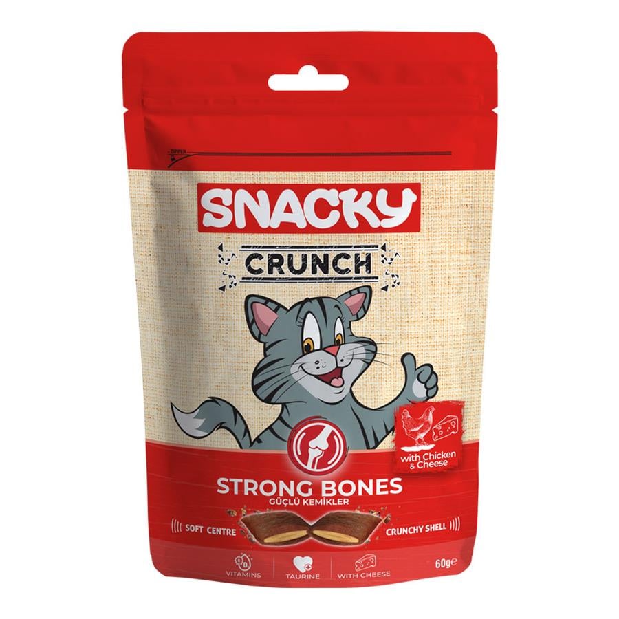 Snacky Strong-Bones Tavuk&Peynir Crunch Kedi Ödülü 60 Gr