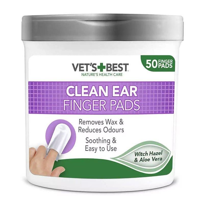 Vet's Best Kedi ve Köpekler İçin Fındık ve Aloe Vera Özlü Kulak Temizleme Parmak Pedi 50'li