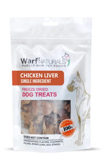 Warf Naturals Dondurulmuş Kurutulmuş Tavuk Ciğerli Köpek Ödül Maması 300 Gr
