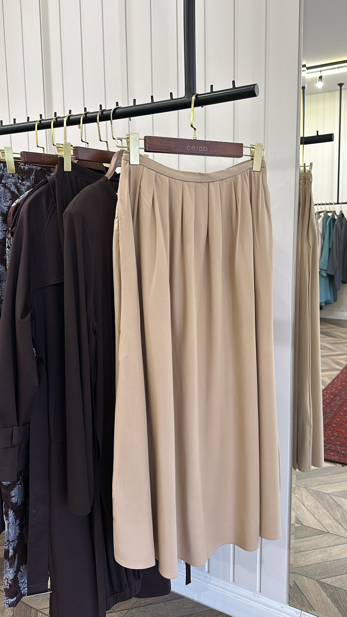 PENSLİ EVAZE ETEK CAMEL