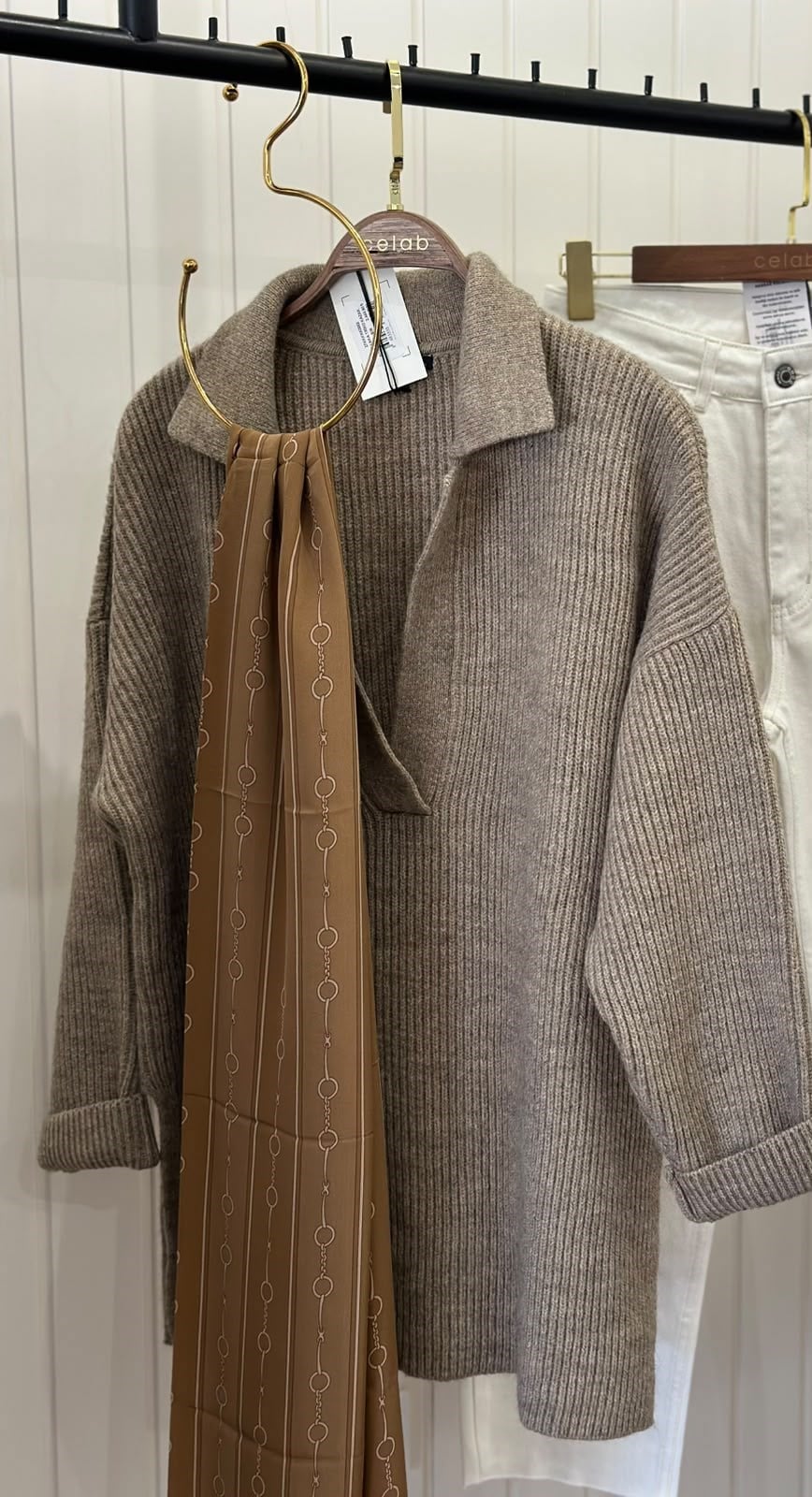 POLO YAKA TRİKO KAZAK KOYU BEJ