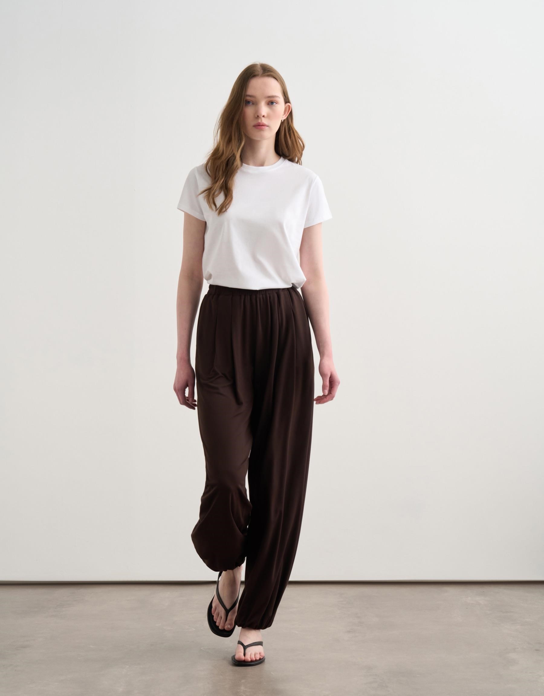 RAYON DÖKÜMLÜ JOGGER PANTOLON Kahverengi