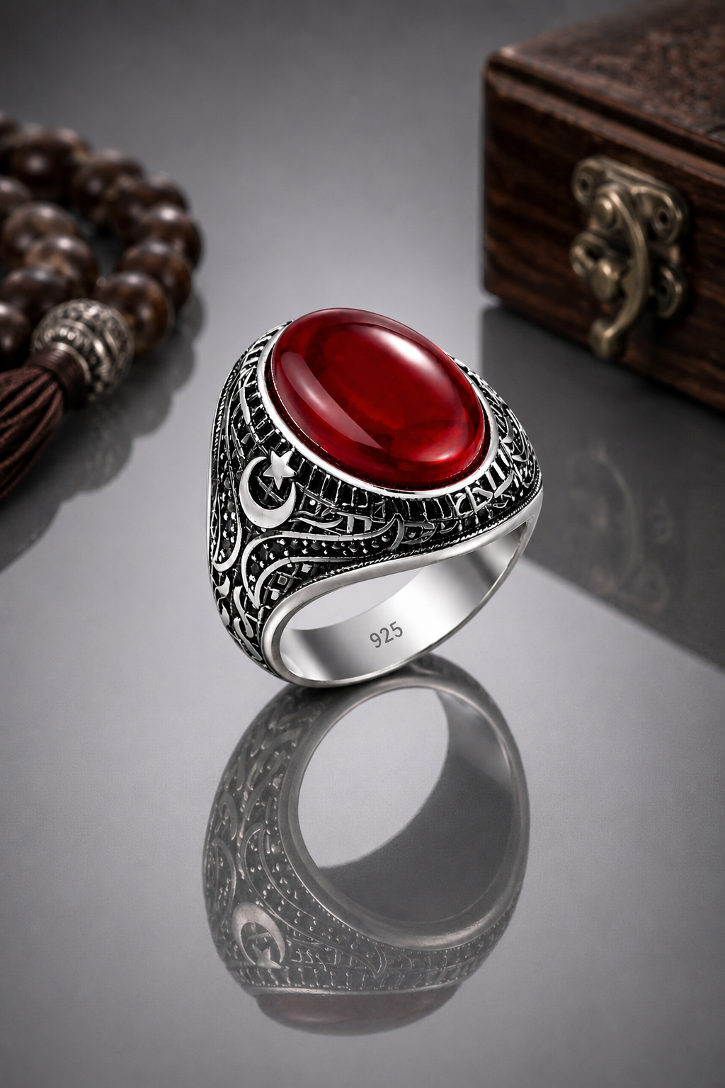 925 AYAR OVAL AKİK TAŞLI ERKEK GÜMÜŞ YÜZÜK