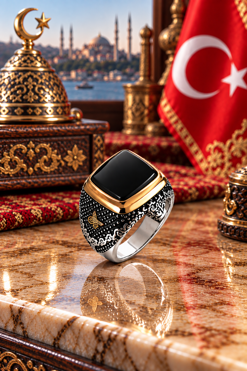 925 AYAR  ÖZEL TASARIM  ONİKS TAŞLI ERKEK GÜMÜŞ YÜZÜK