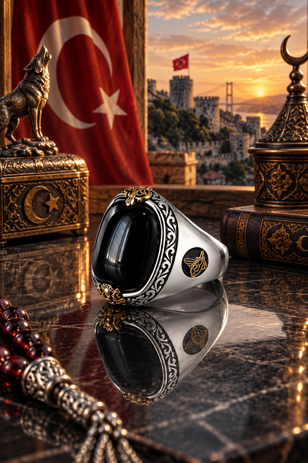 925 AYAR ÖZEL TASARIM TUĞRA FİGÜRLÜ  ONİKS TAŞLI ERKEK GÜMÜŞ YÜZÜK