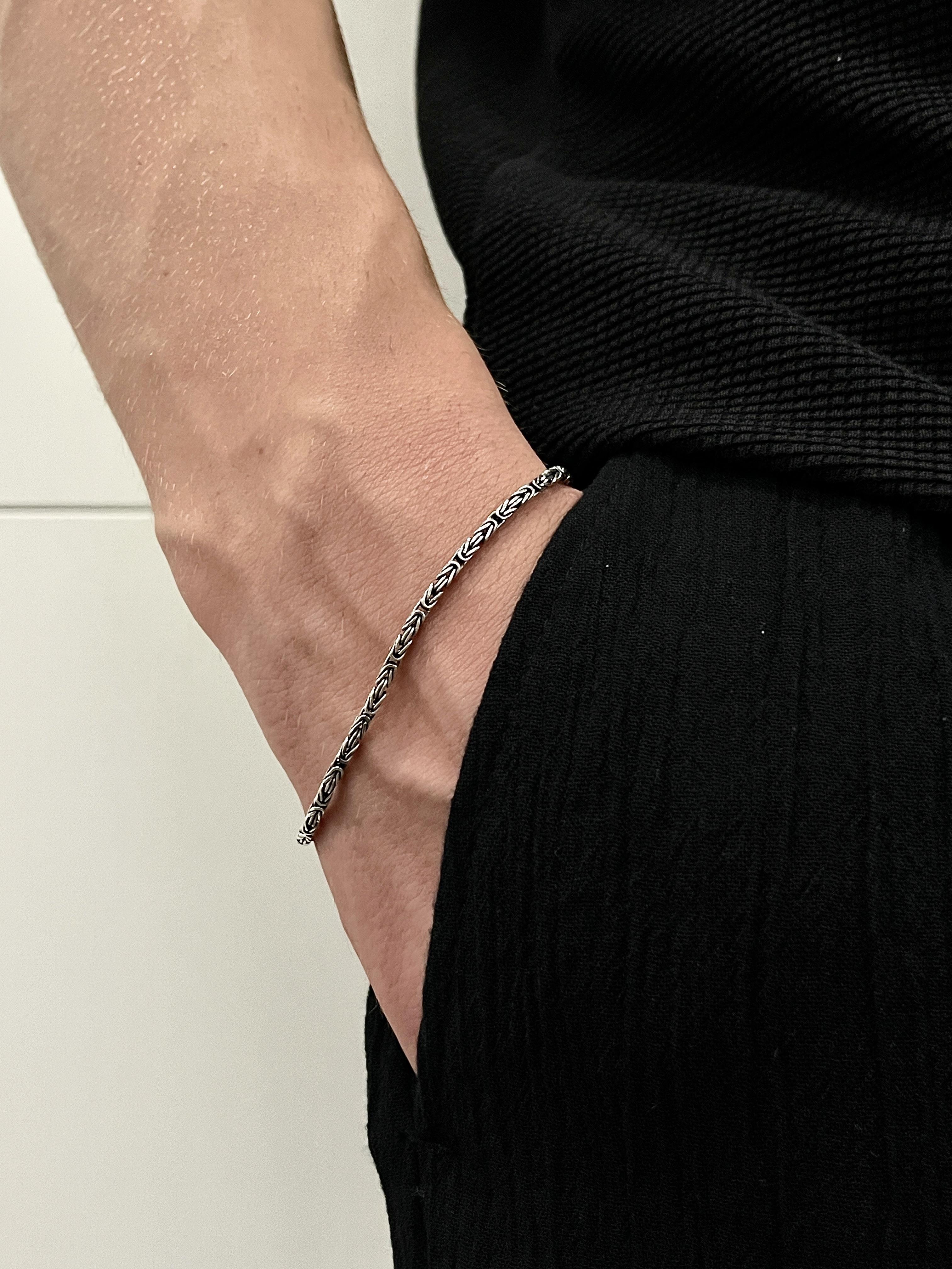 925 AYAR 2 MM KARE KIRAL MODEL ERKEK GÜMÜŞ BİLEKLİK