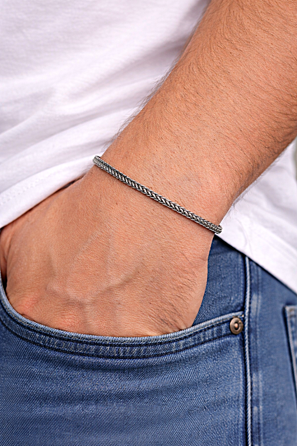 925 AYAR  3.20 mm  BALIK SIRTI ERKEK GÜMÜŞ BİLEKLİK