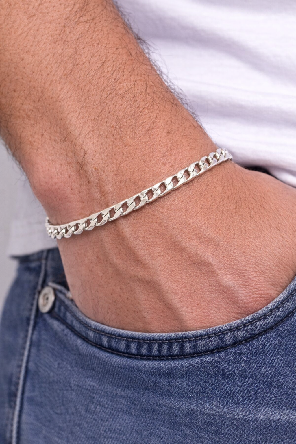 925 AYAR 5 MM GURMET MODEL  ERKEK GÜMÜŞ BİLEKLİK 