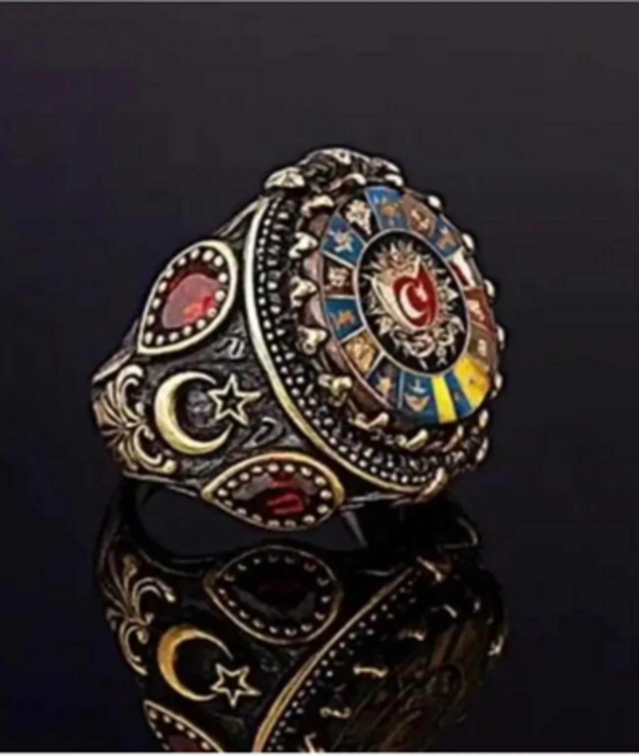 925 AYAR OKSİDE KAPLAMA TÜRK DEVLETLERİ TURAN BİRLİĞİ ERKEK GÜMÜŞ YÜZÜK