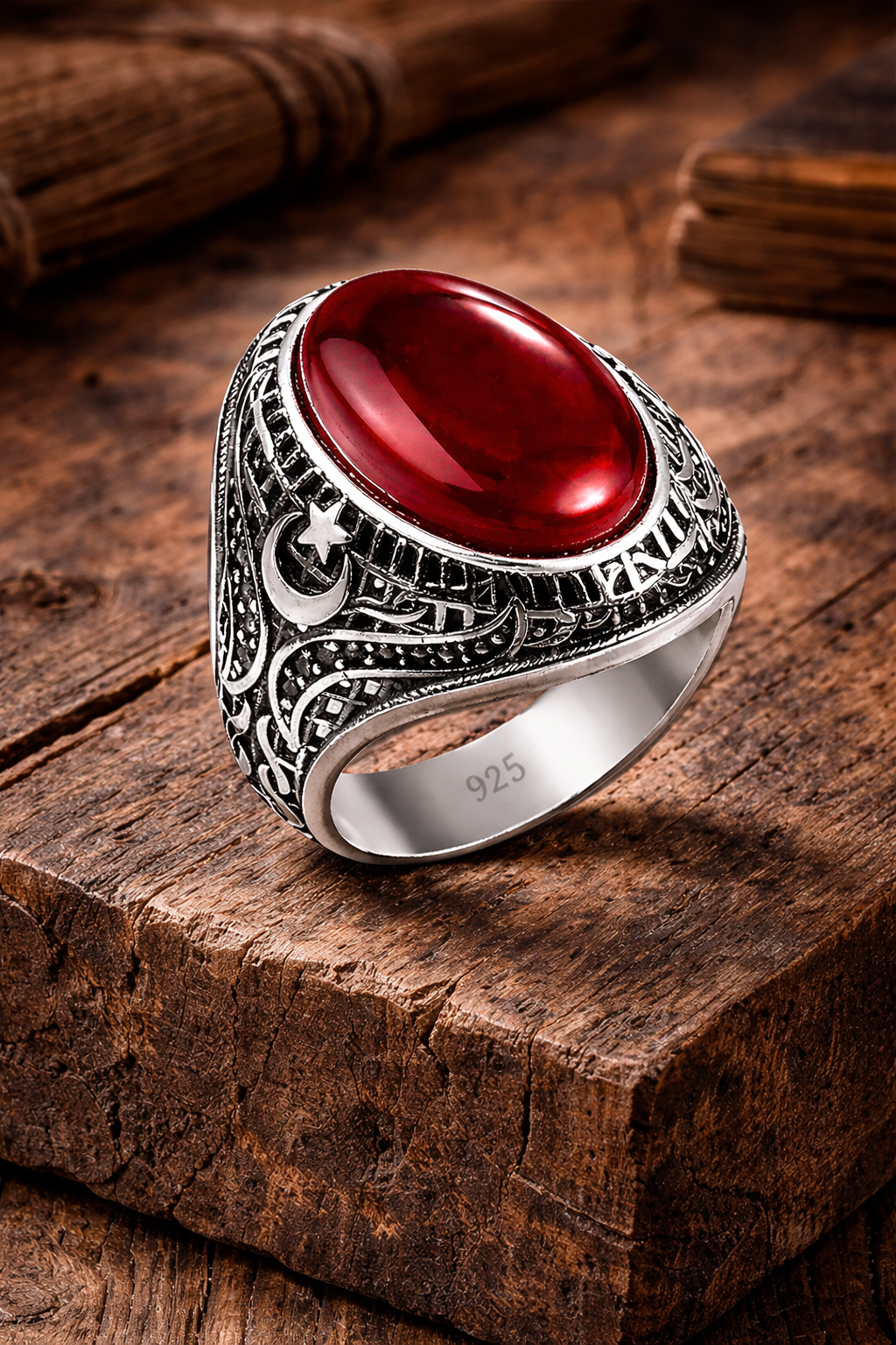 925 AYAR OVAL AKİK TAŞLI ERKEK GÜMÜŞ YÜZÜK
