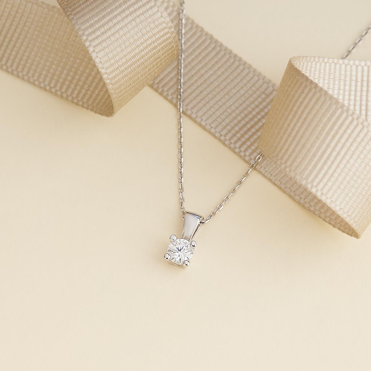 925 AYAR RADYUM KAPLAMA SWAROVSKİ 4 TIRNAKLI TEK TAŞ  GÜMÜŞ KOLYE
