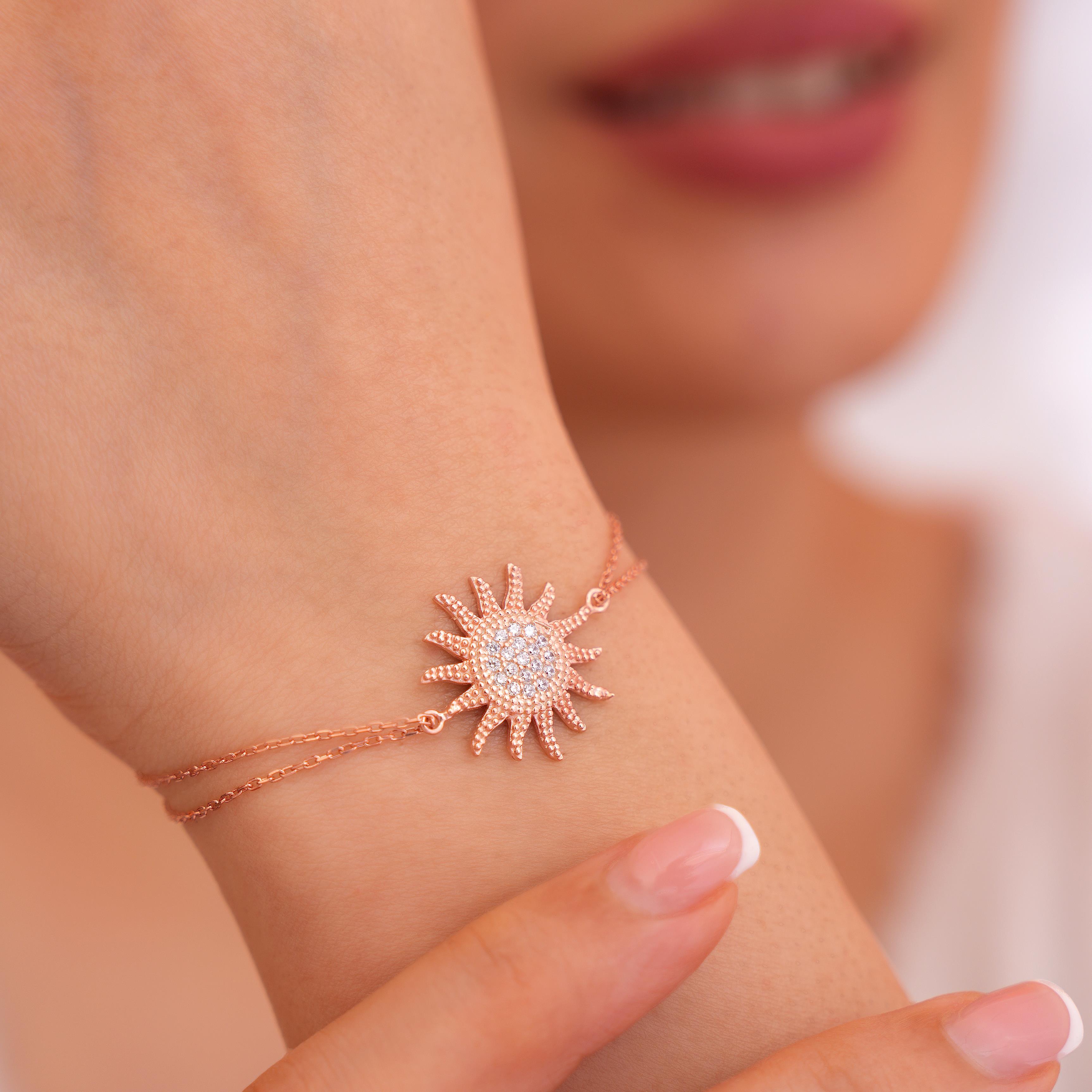 925 AYAR ROSE KAPLAMA GÜNEŞ GÜMÜŞ BİLEKLİK