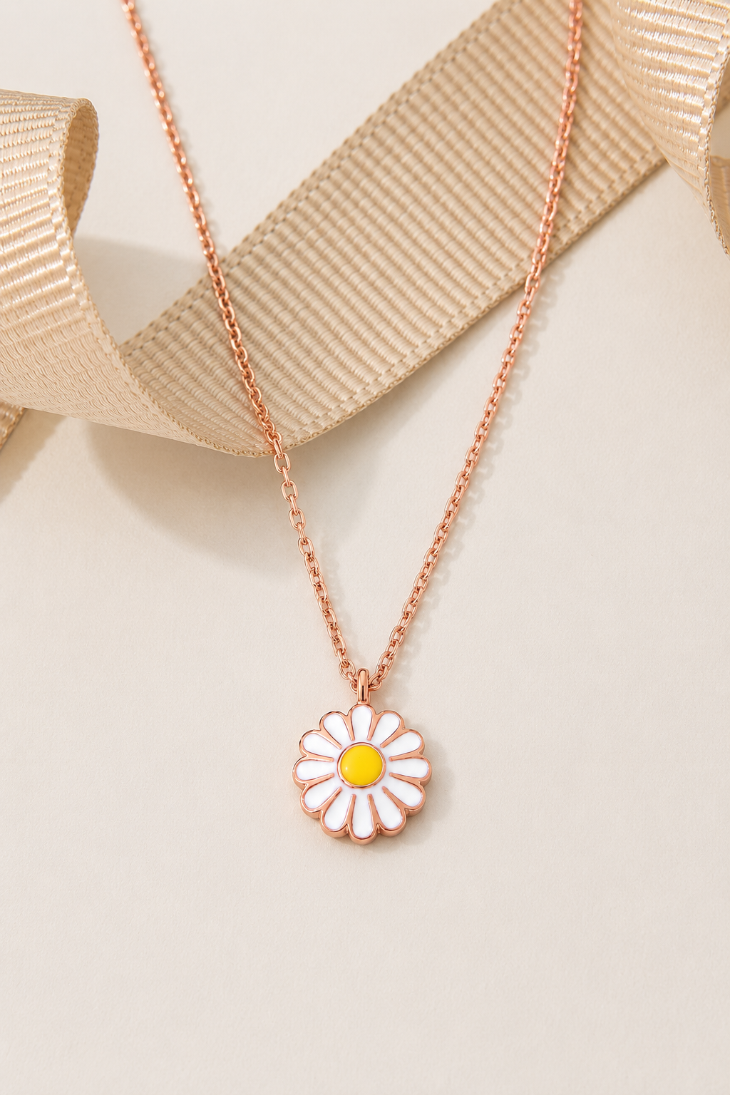 925 Ayar Rose Kaplama Papatya Gümüş Kolye