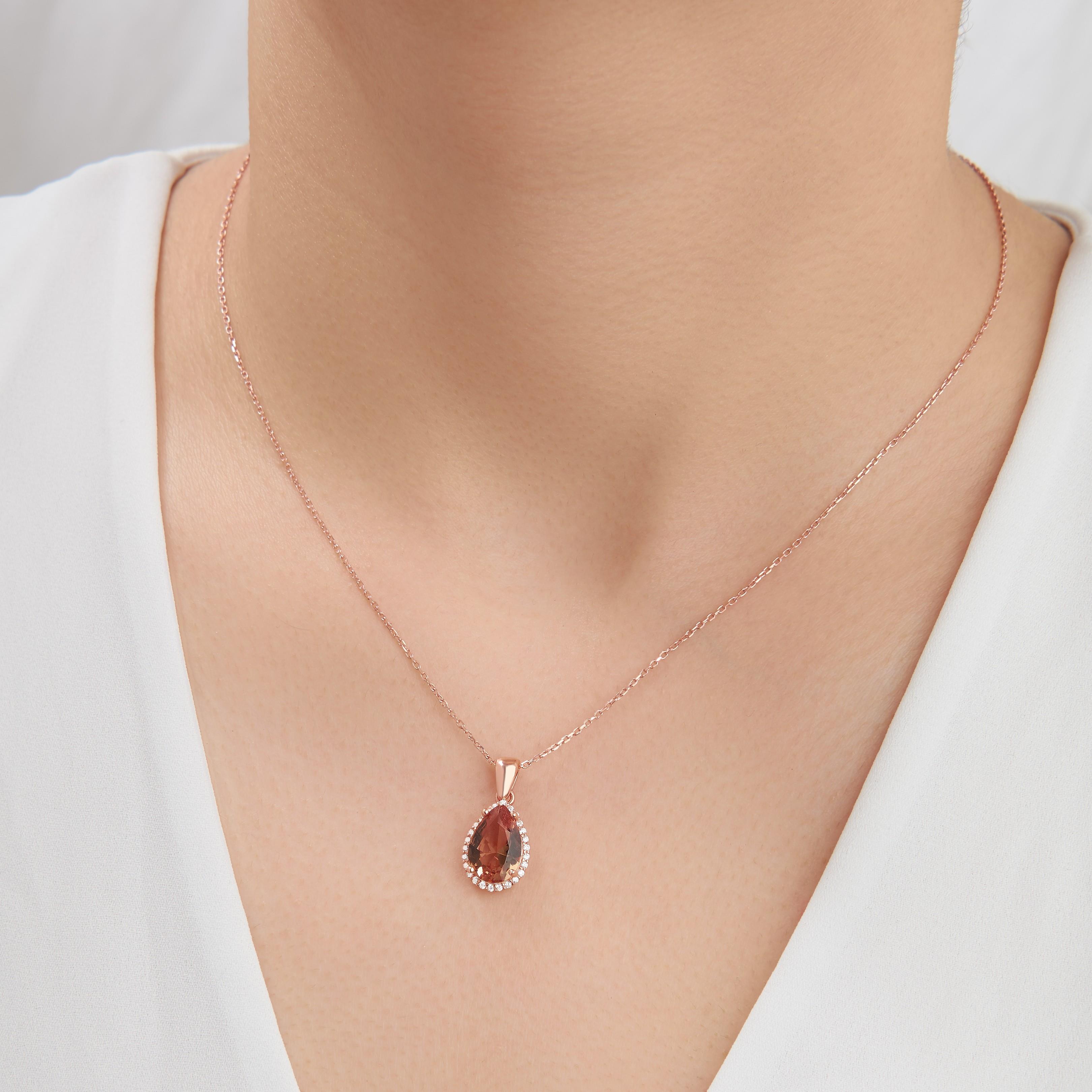 925 Ayar Rose Kaplama  Zultanit Taşlı Gümüş Kolye