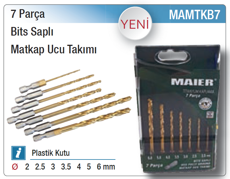 Maier 7 Parça Bits Saplı Matkap Ucu Takımı MAMTKB7