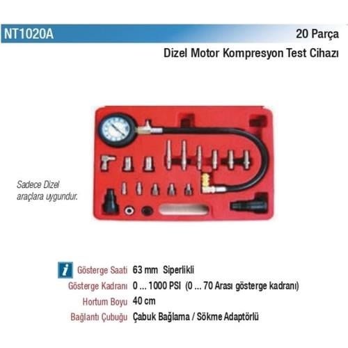 NT Tools 20 Parça Dizel Motor Kompresyon Test Cihazı NT1020A