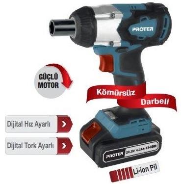 Proter PST 460 WS Şarjlı Somun Sökme 4.0 Ah 20 V Li-ion 1/2