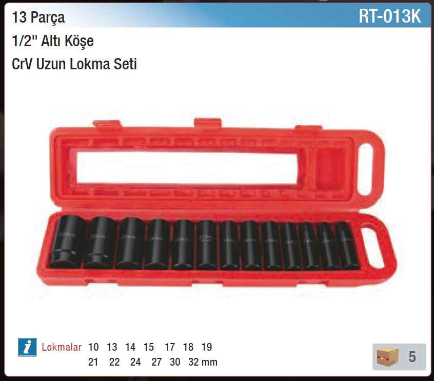 Rotake 13 Parça Uzun Altı Köşe Lokma Seti 1/2