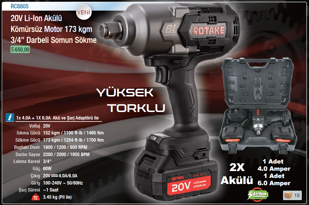 Rotake  Akülü Somun Sökme 3/4