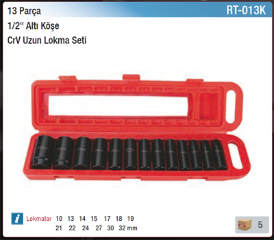 Rotake 13 Parça Uzun Altı Köşe Lokma Seti 1/2
