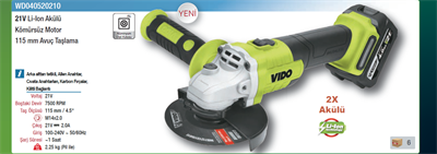 Vido Avuç Taşlama  21V 115mm Kömürsüz WD040520210