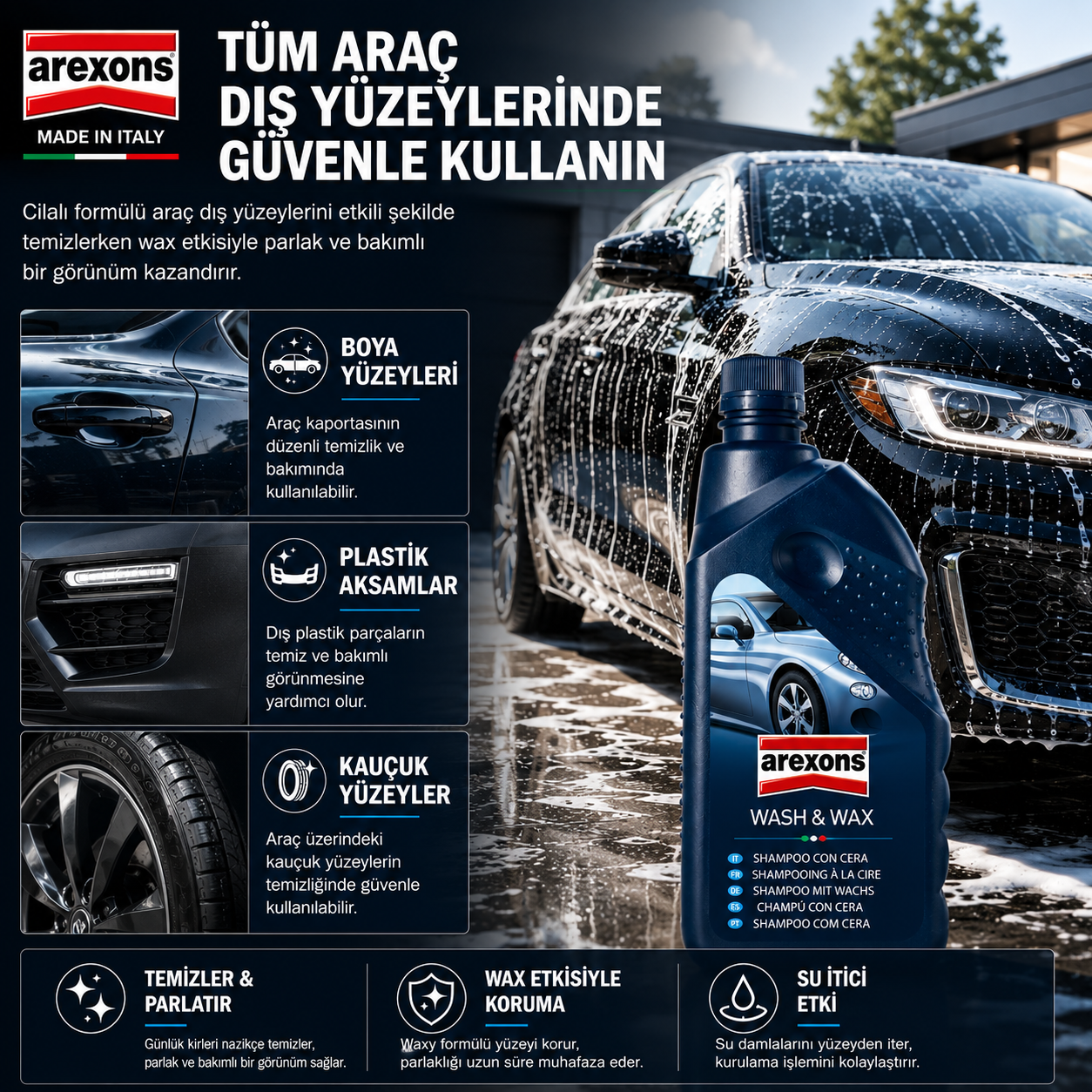 Arexons 1000 ml Kendinden Kuruyan Cilalı Şampuan
